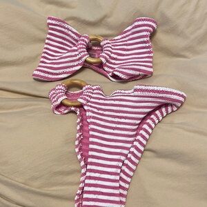 Cleonie Striped ONE SIZE FITS ALL crinkle bikini